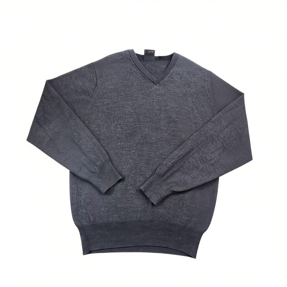 Jos A Bank Mens Large Gray Merino Wool V Neck Pullover Sweater Business
